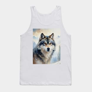 Funny White Wolf Hunting Ground, Winter Mountain Icy Moon, Snowy Forest, Biker Galaxy Beautiful gifts t-shirt Christmas sweater Halloween gifts Tank Top